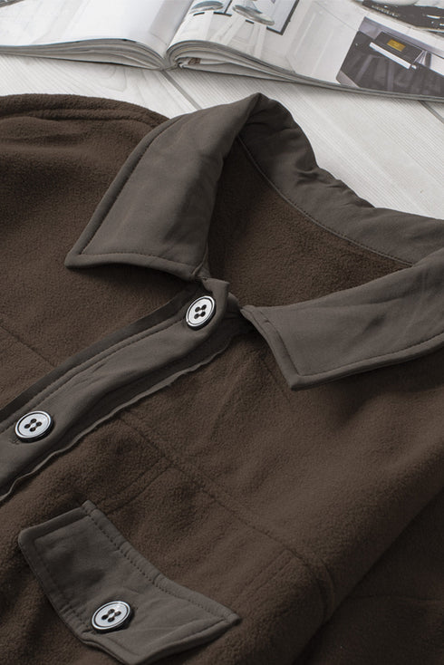 Turn Down Collar Buttoned Shirt Jacket